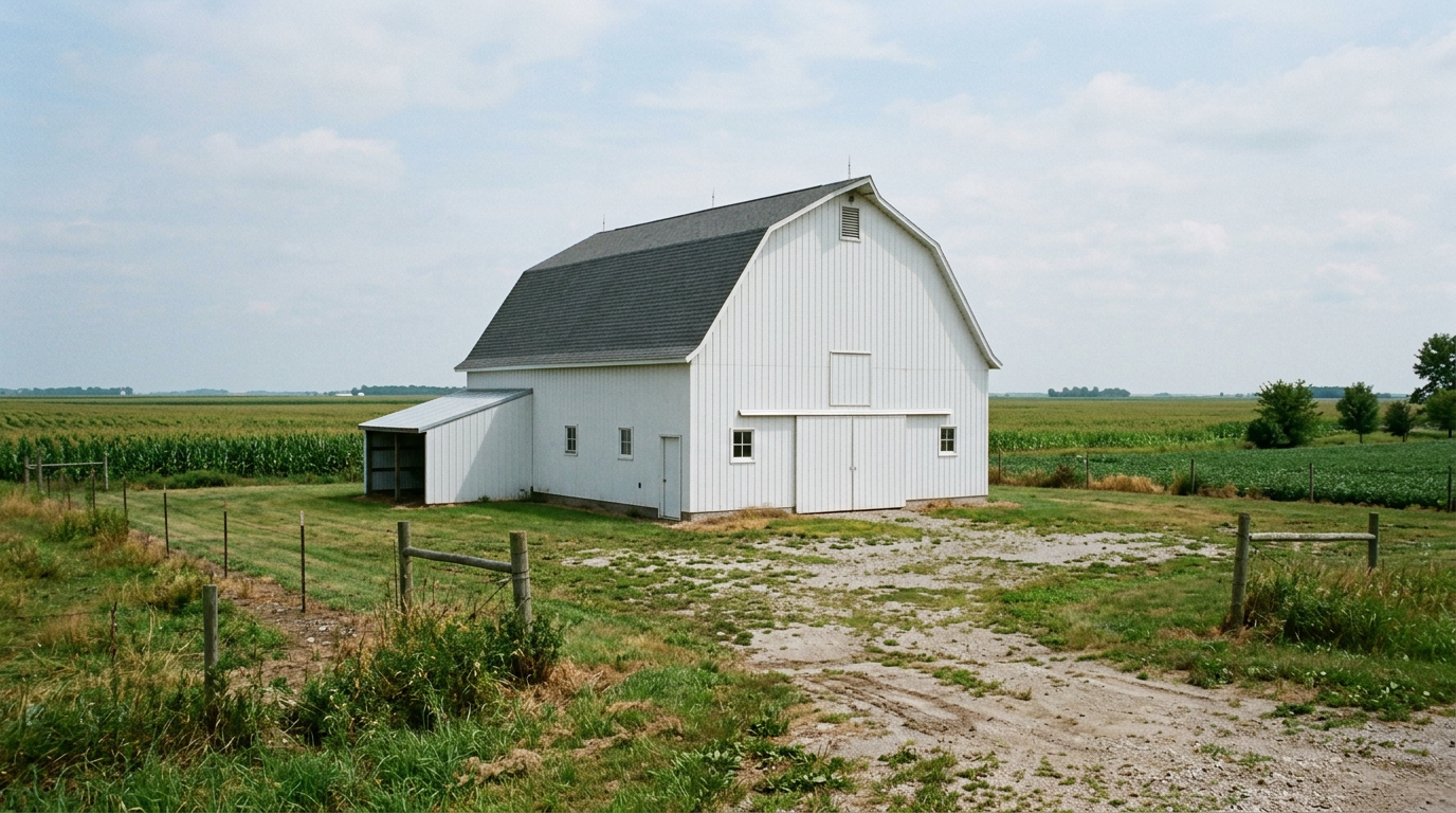 BEFORE: A boring, white barn in Iowa