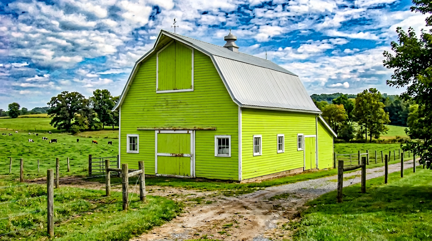 BEFORE: Already chartreuse (a Proud Barn repeat customer)